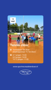 Tennis clinic Sportrecreade Ten Boer social share banner
