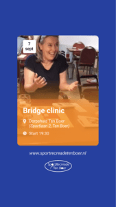 Bridge clinic Sportrecreade Ten Boer social share banner